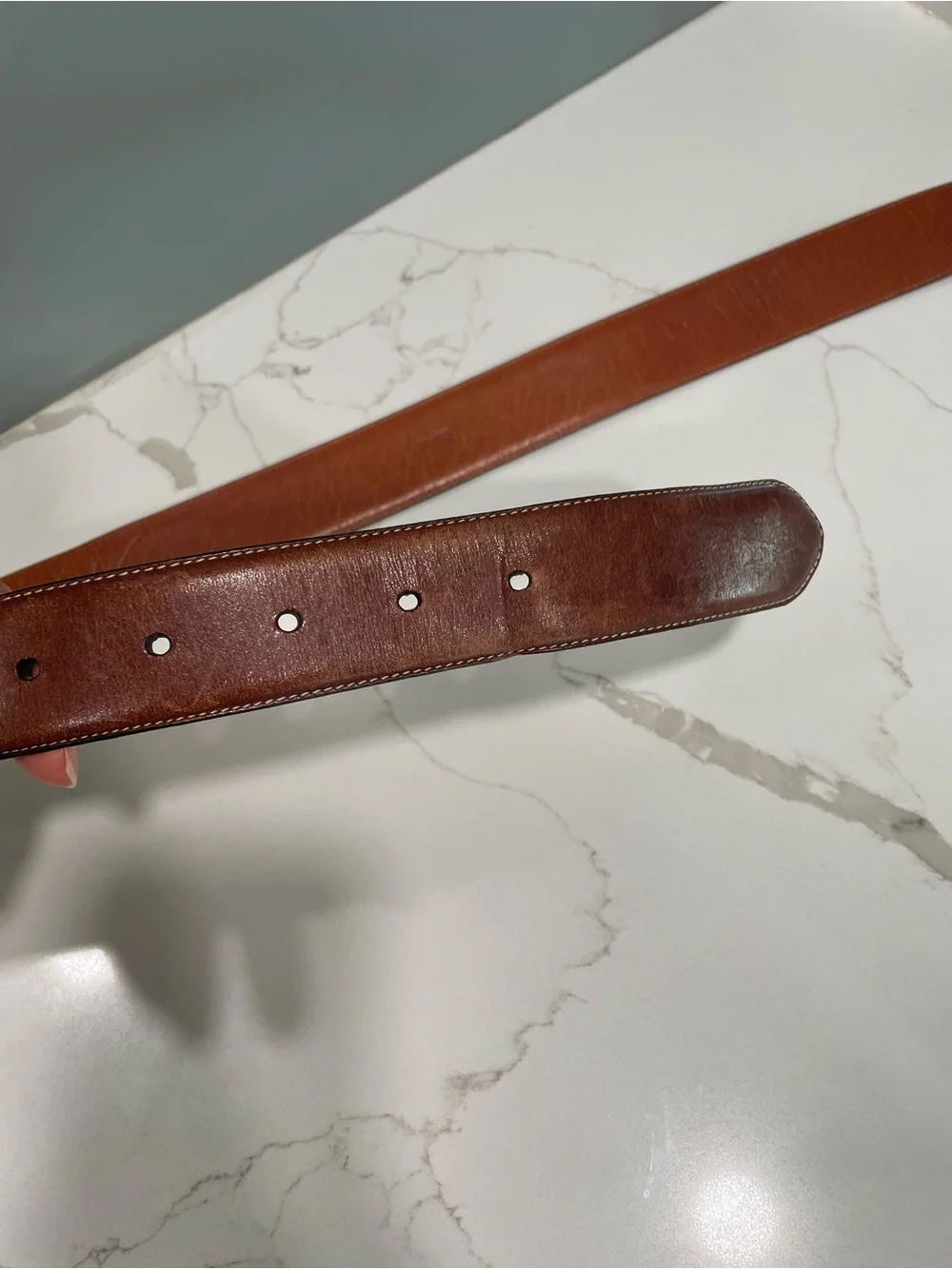 Brooks Brothers Tan Leather Belt with Silver Buckle